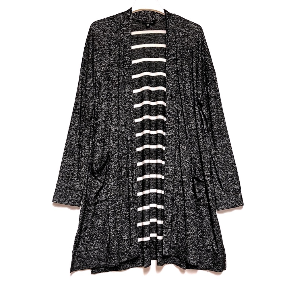 Lane Bryant Womens Long Cardigan Mixed Print Plus Size 14/16 1X Pockets Layering